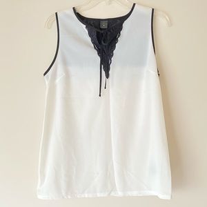 Worthington Women's Fashion Black and White Tank Top - S - Pre-owned